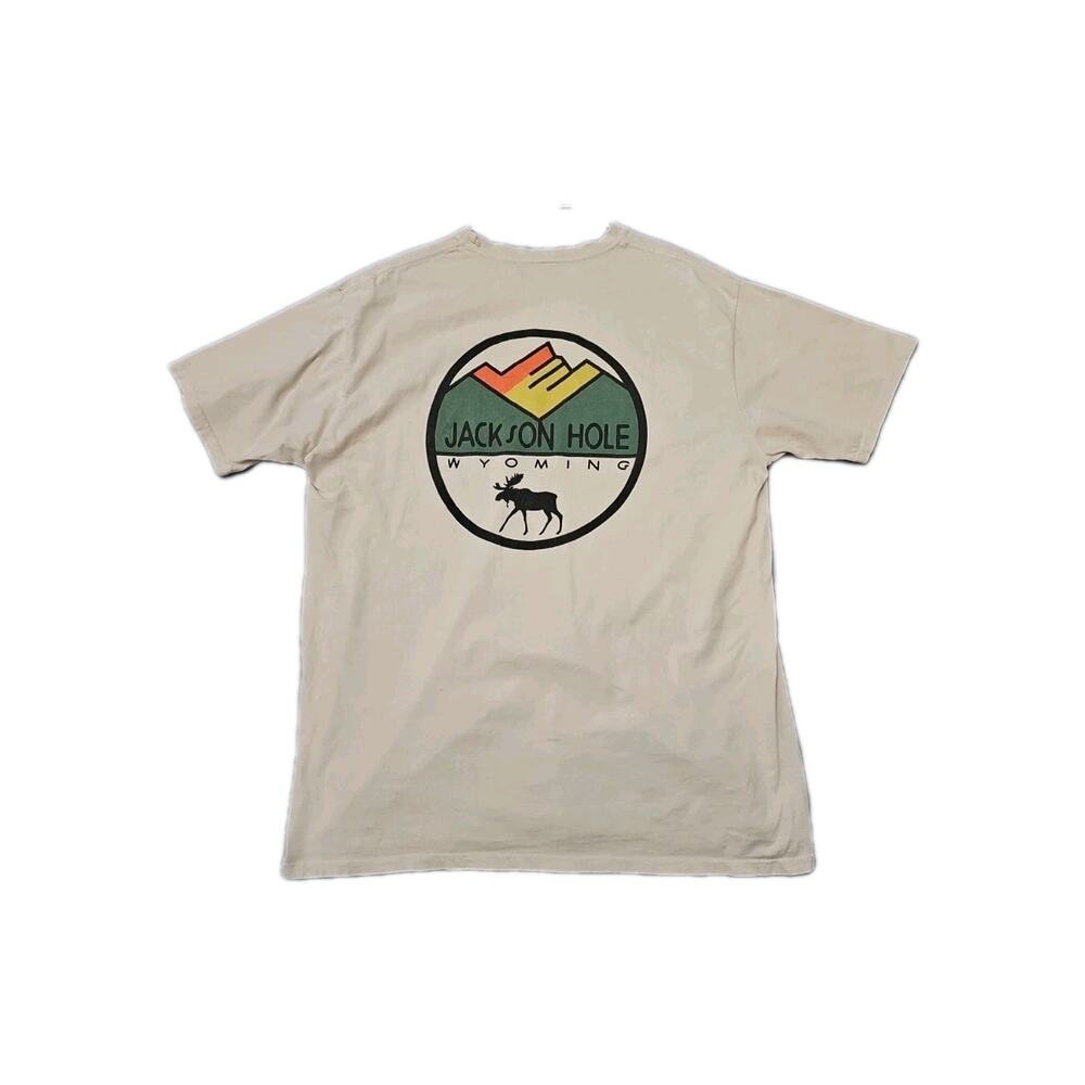 Jackson Hole Wyoming Mens Tshirt Size Large Wyoming Moose Travel Souvenir Cotton